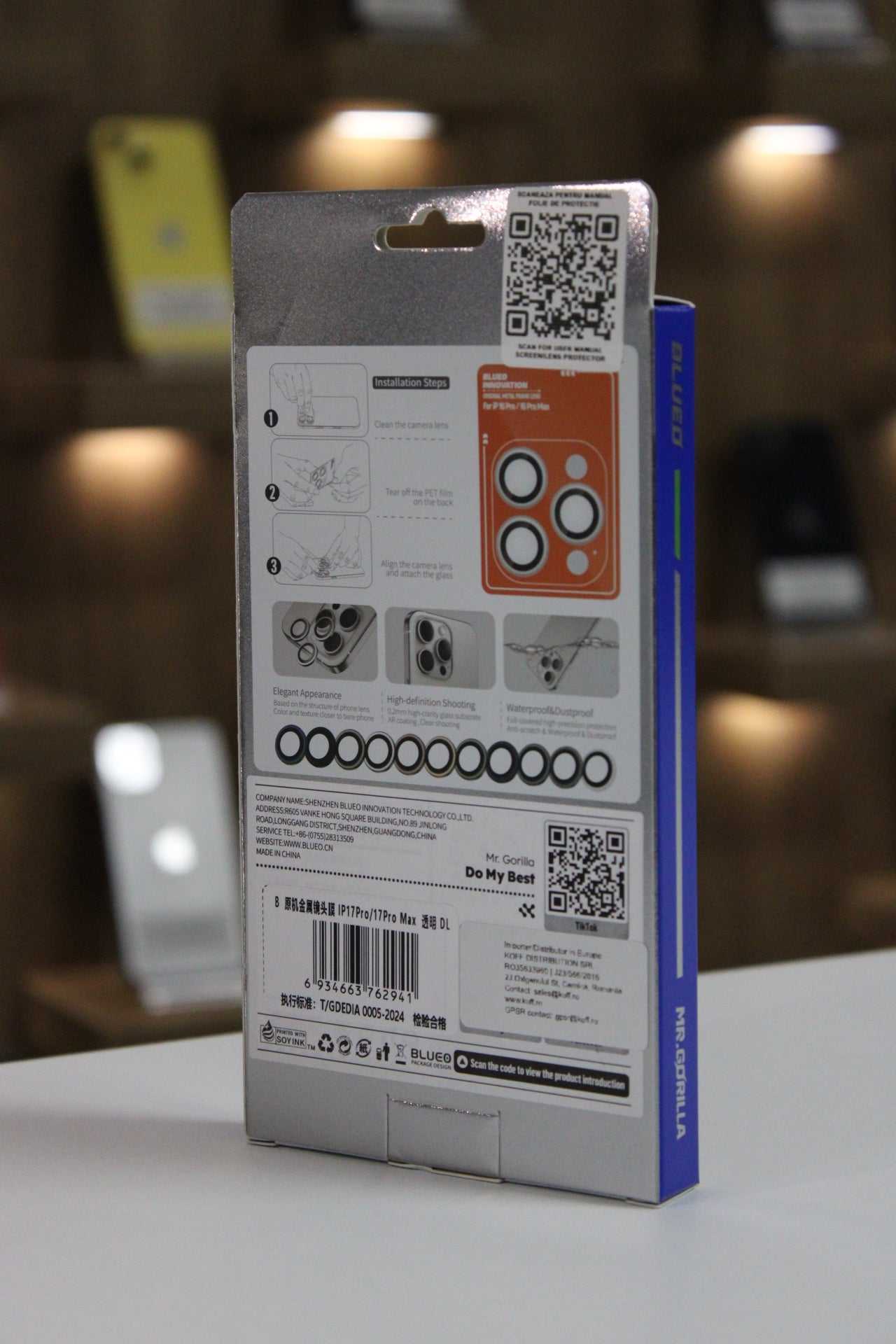 Protecție de cameră Blueo 9H pentru iPhone 17 Pro/Pro Max, transparentă