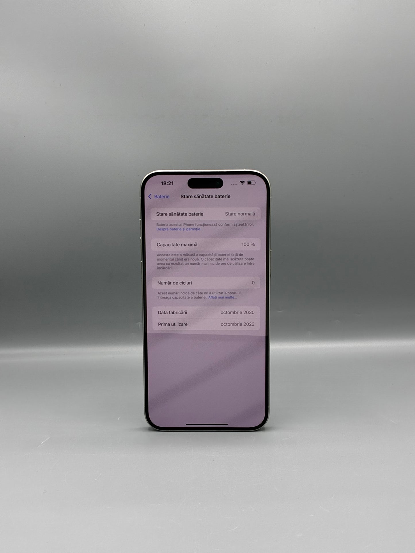 iPhone 15 Pro Max, 256GB, Baterie 100%, Cicluri 0, Alb