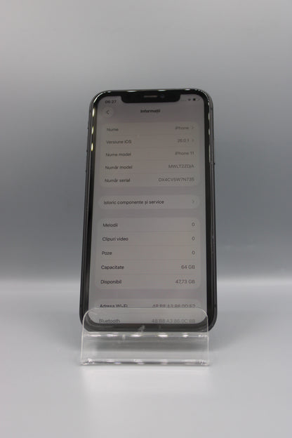 iPhone 11, 64GB, Baterie 100%, Negru