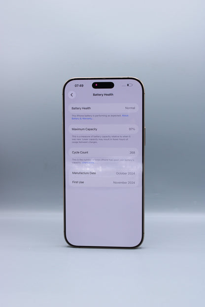 iPhone 16 Pro Max, 256GB, Baterie 97%, Cicluri 268, Desert Titanium