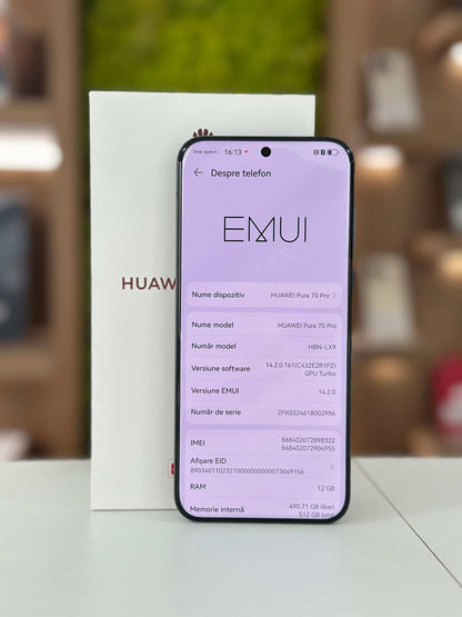 HUAWEI Pura 70 Pro, 512 GB, 12 GB RAM, Black,  0 Cicluri