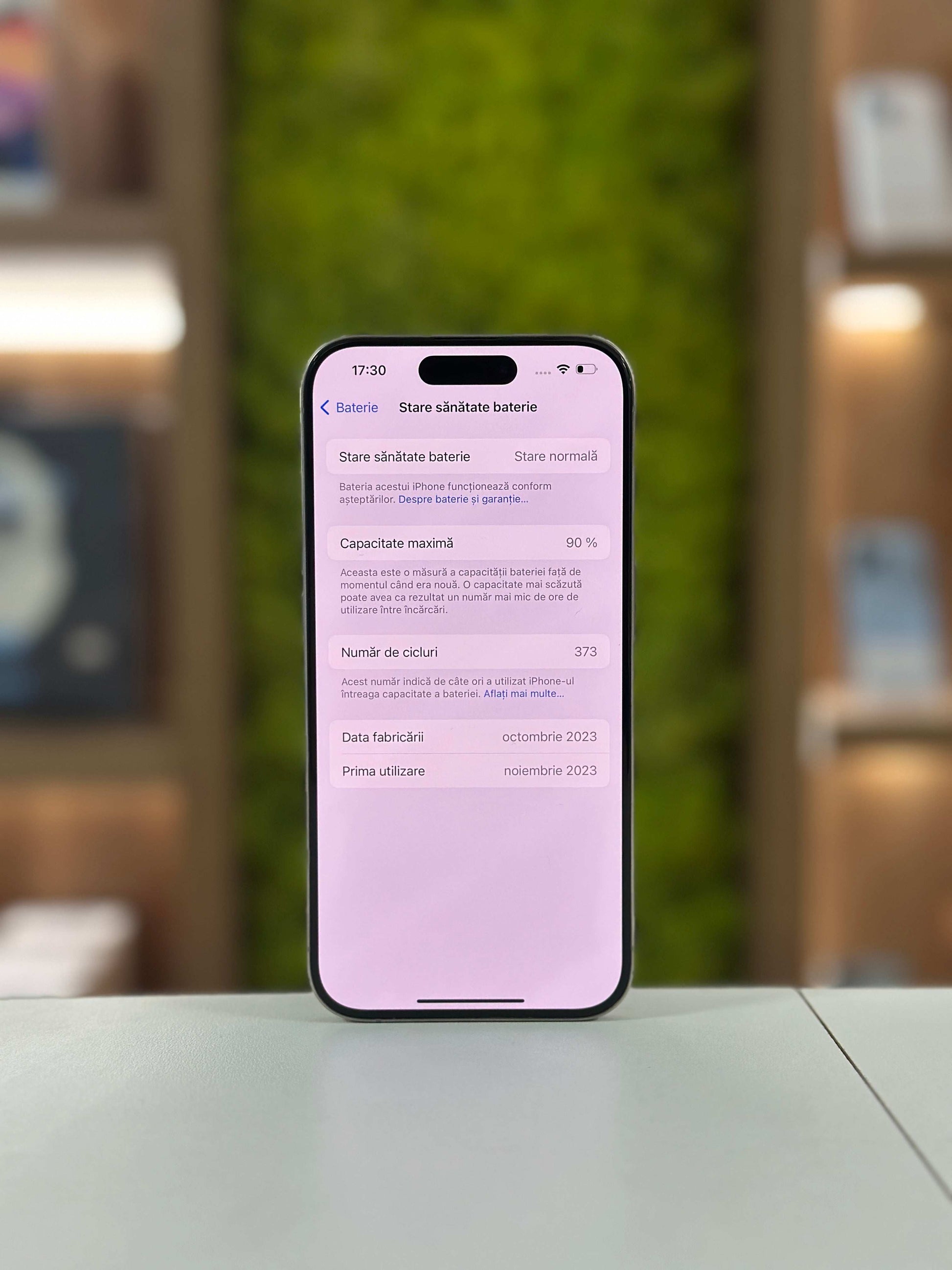 iPhone 15 Pro,128 GB, Baterie 90%, 373 Cicluri, Natural Titanium