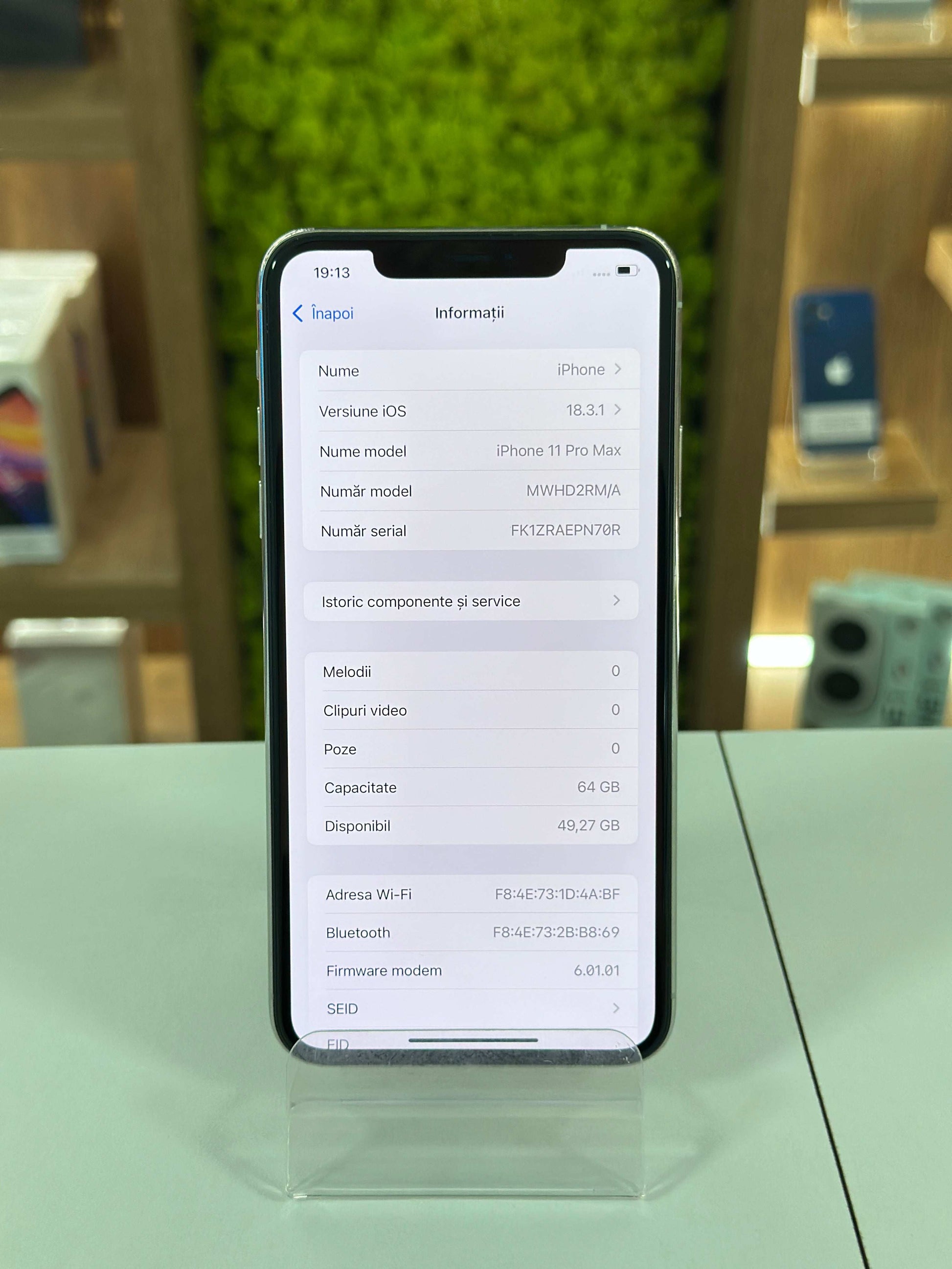 iPhone 11 Pro Max, 64 GB, Baterie 76%, White