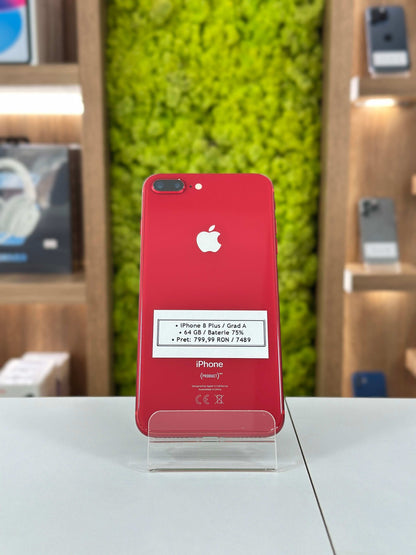 iPhone 8 Plus, 64 GB, Baterie 75%, Rosu