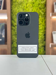 iPhone 15 Pro, 128 GB, Baterie 100%, 35 Cicluri, Negru