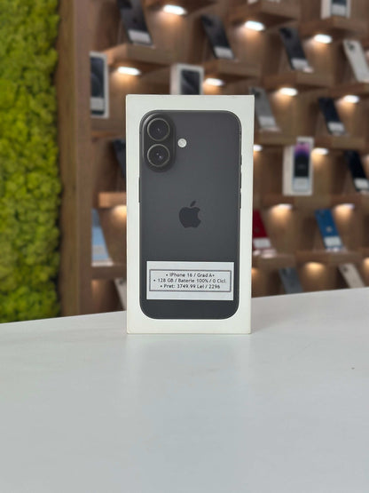iPhone 16, 128 GB, Baterie 100%, 0 Cicluri, Black