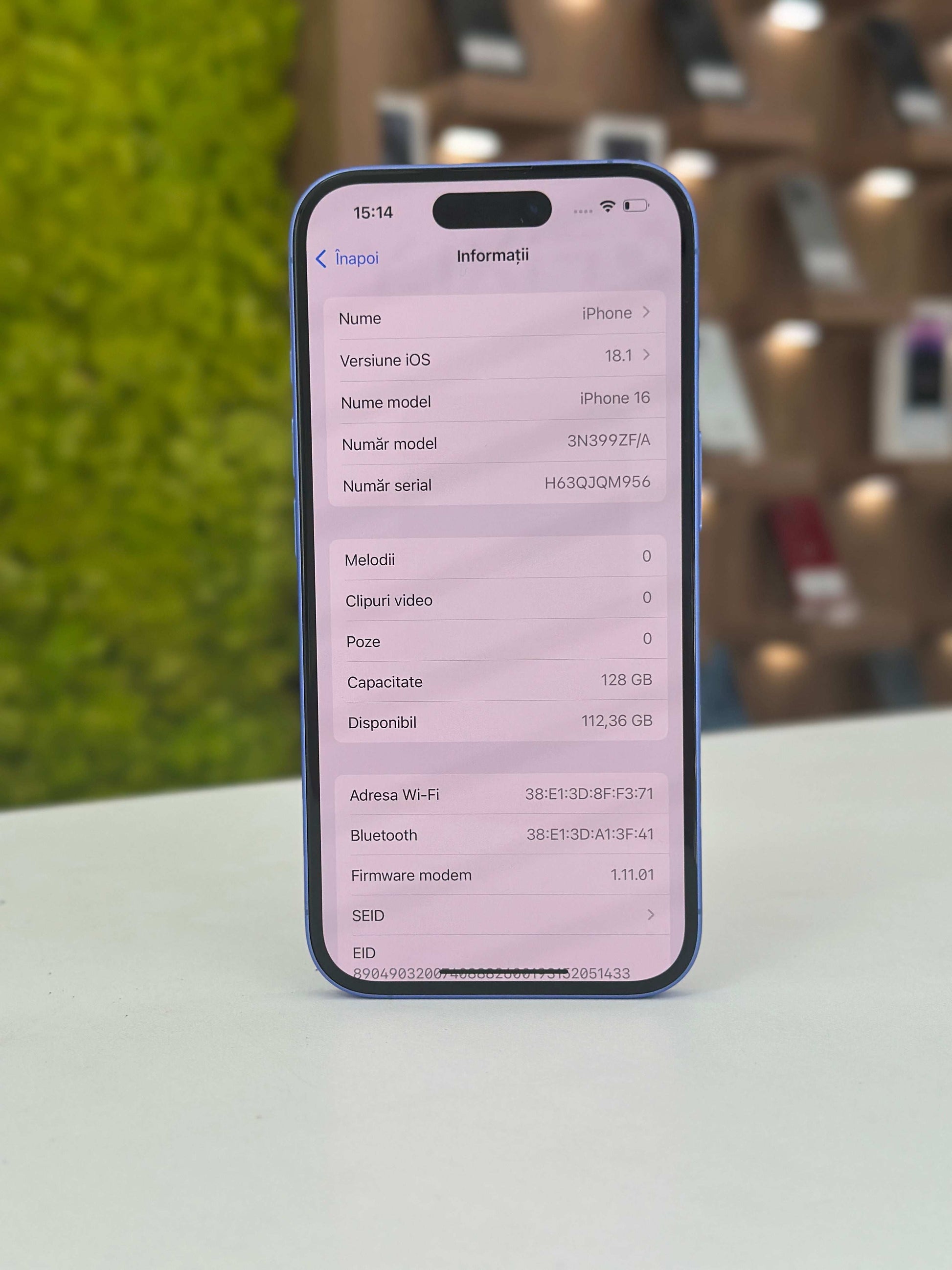 iPhone 16, 128 GB, Baterie 100%, 13 Cicluri, Ultramarine