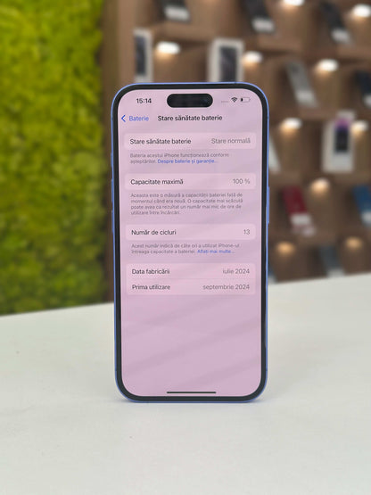 iPhone 16, 128 GB, Baterie 100%, 13 Cicluri, Ultramarine