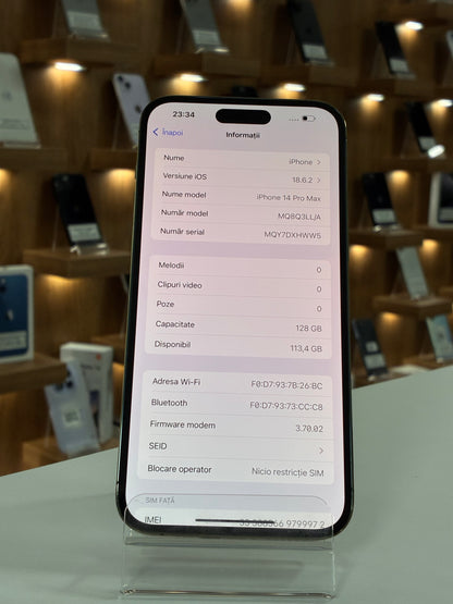 iPhone 14 Pro Max, 128GB, Baterie 100%, Deep Purple