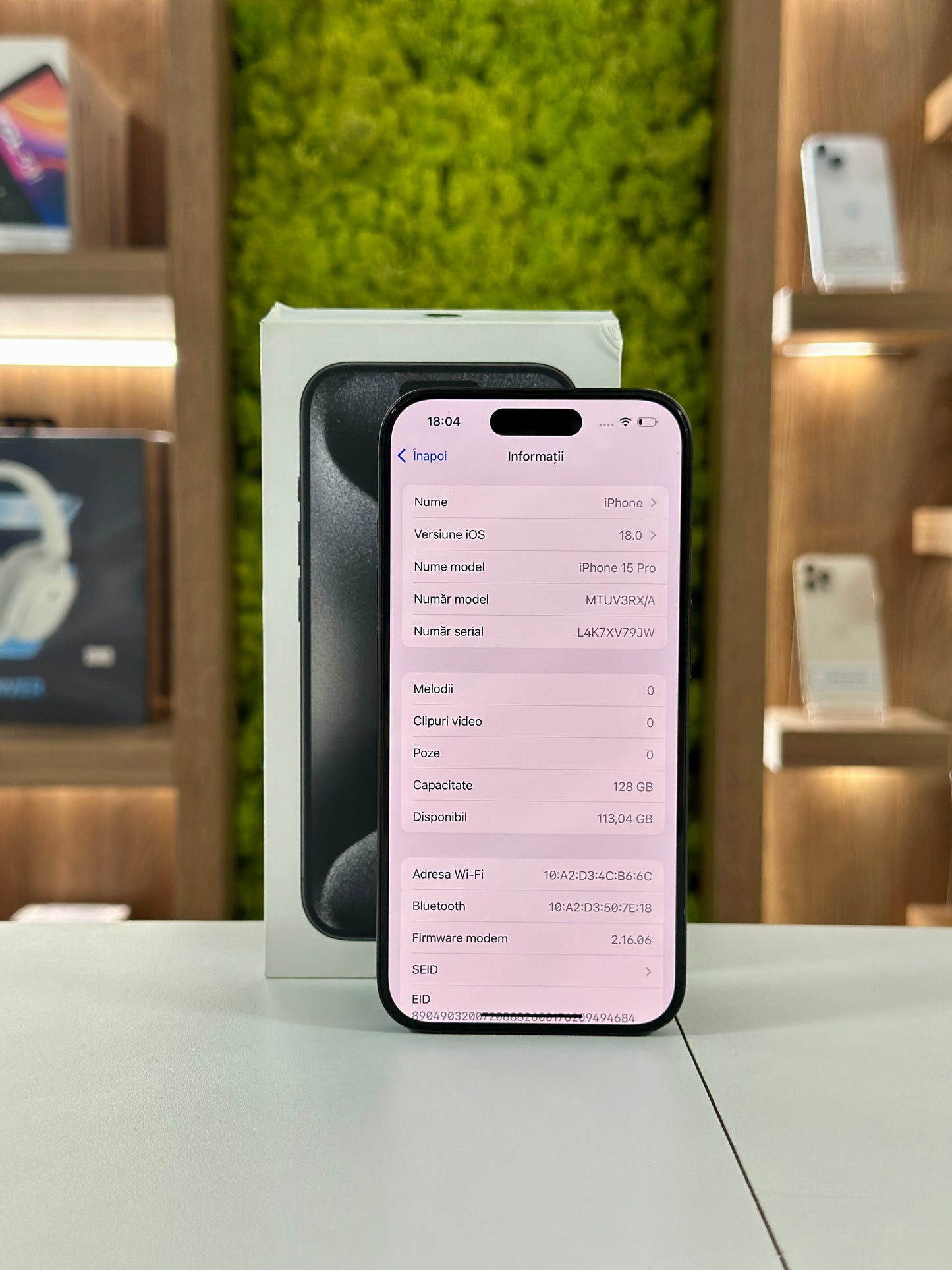 iPhone 15 Pro, 128 GB, Baterie 94%, Black Titanium