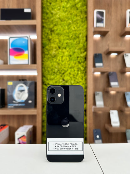 iPhone 12 Mini, 64 GB, Baterie 78%, Black