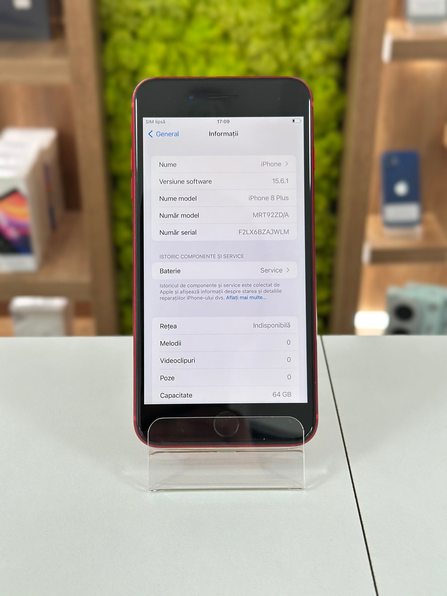 iPhone 8 Plus, 64 GB, Baterie 75%, Rosu