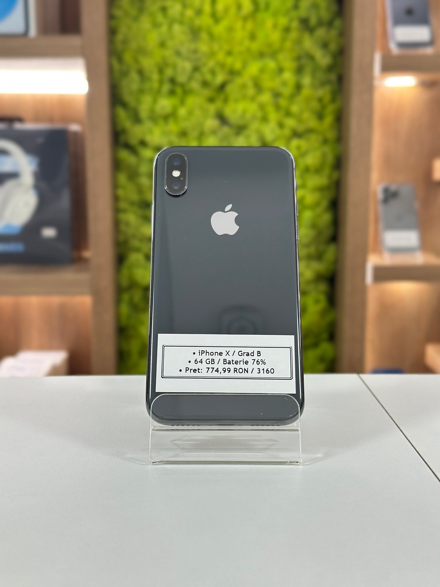 iPhone X, 64 GB, Baterie 76%, Negru