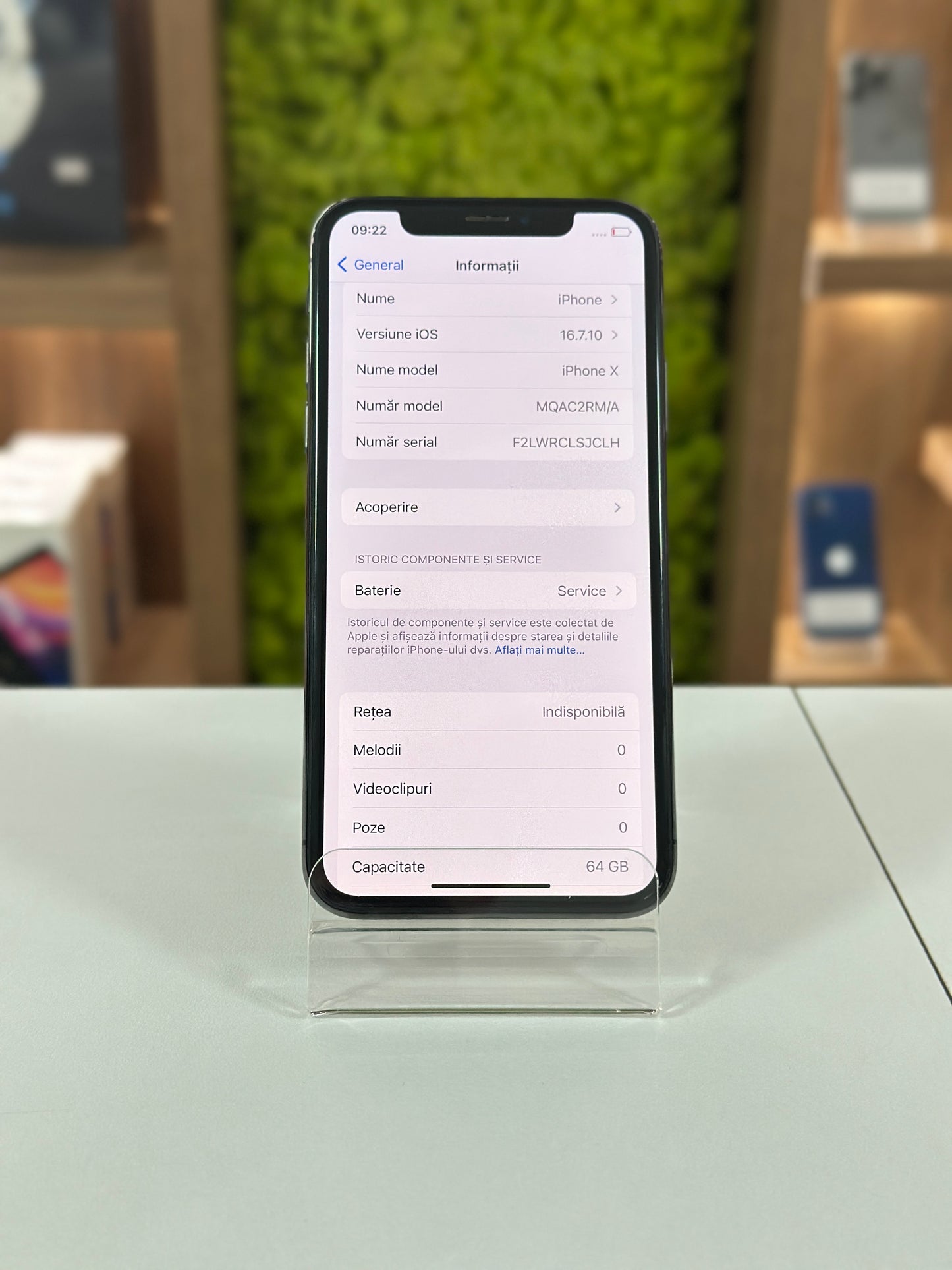 iPhone X, 64 GB, Baterie 76%, Negru
