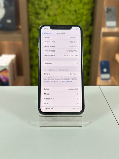iPhone X, 64 GB, Baterie 76%, Negru