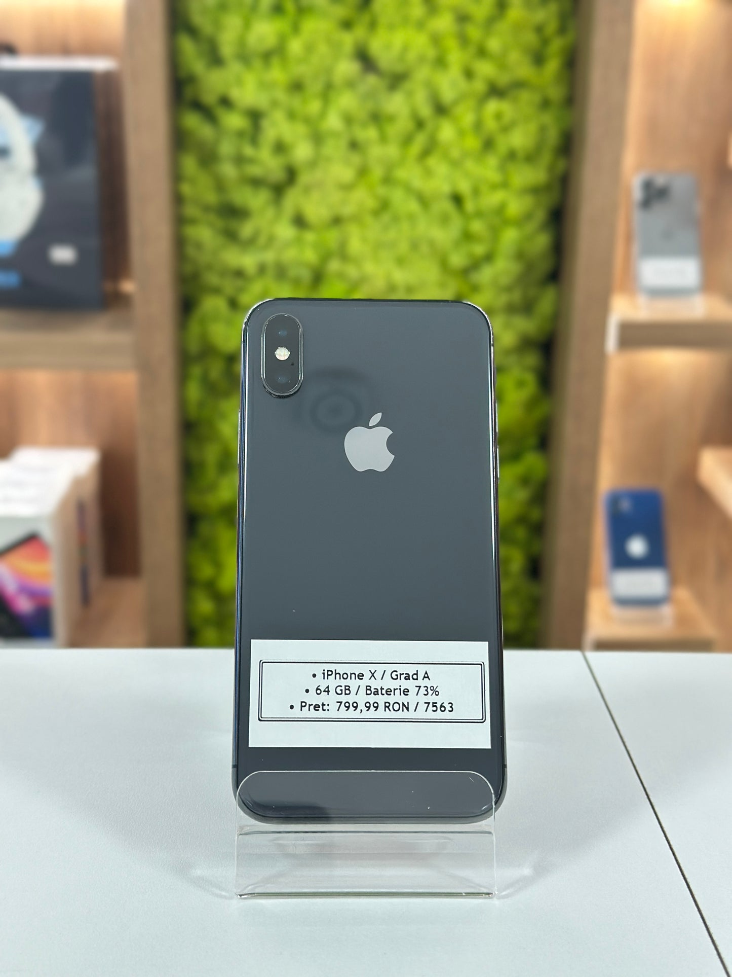 iPhone X, 64 GB, Baterie 73%, Negru