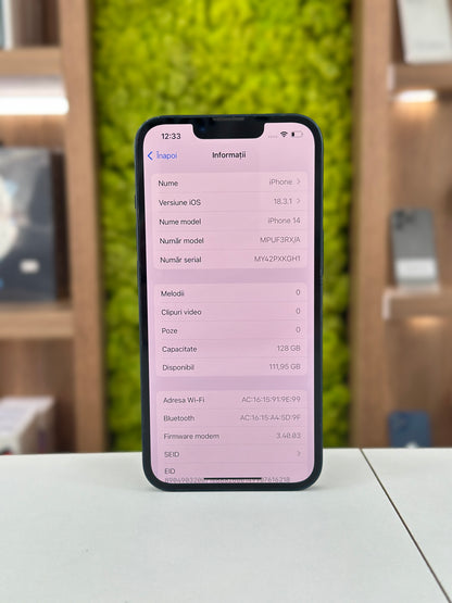 iPhone 14, 128 GB, Baterie 85%, Midnight