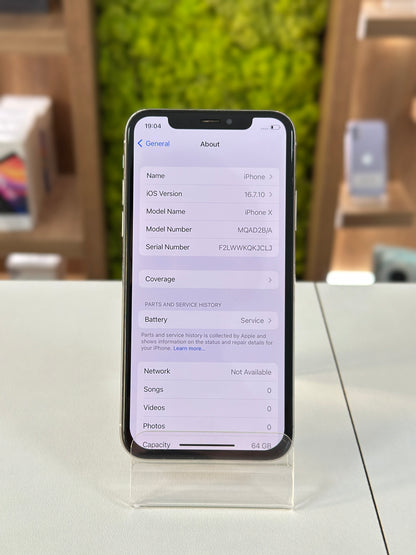 iPhone X, 64 GB, Baterie 76%, Alb