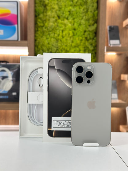 iPhone 16 Pro Max, 256GB, Baterie 100%, 0 Cicluri, Black Titanium