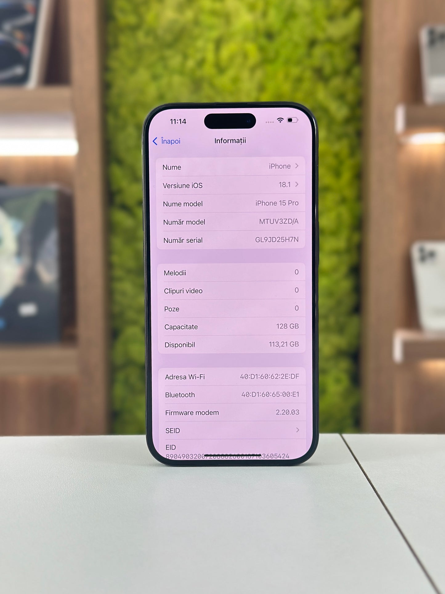 iPhone 15 Pro, 128 GB, Baterie 100%, 35 Cicluri, Negru