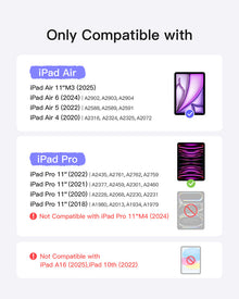 Tastatura detașabilă Bluetooth pentru iPad Air 11" M3/M2 (2025/2024), iPad Air 7/6/5/4, iPad Pro 11" 4/3/2/1 Gen, Negru