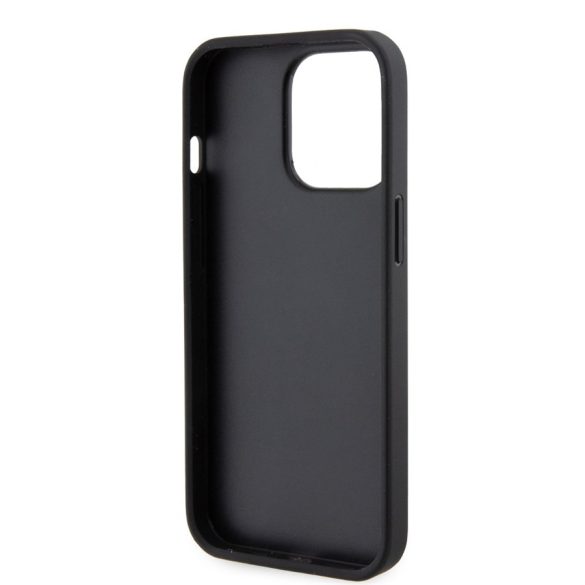 Husa Karl Lagerfeld Saffiano Card Slot Metal Signature pentru iPhone 13 Pro, negru