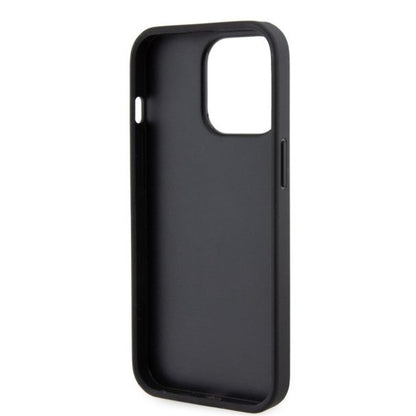 Husa Karl Lagerfeld Saffiano Card Slot Metal Signature pentru iPhone 13 Pro, negru