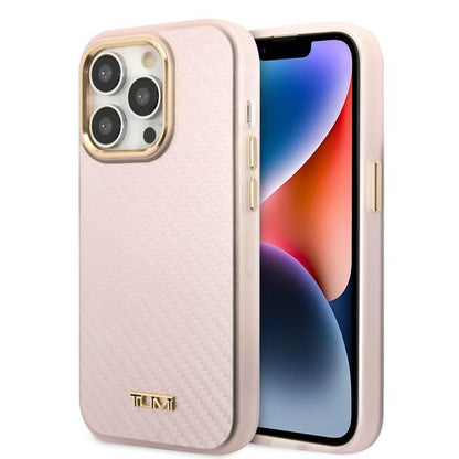 Husa Tumi Aluminum Carbon Pattern pentru iPhone 14 Pro Max, Roz