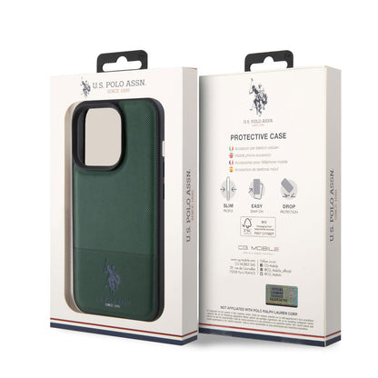 Husa U.S. Polo PU Leather pentru iPhone 15 Pro Max, Verde