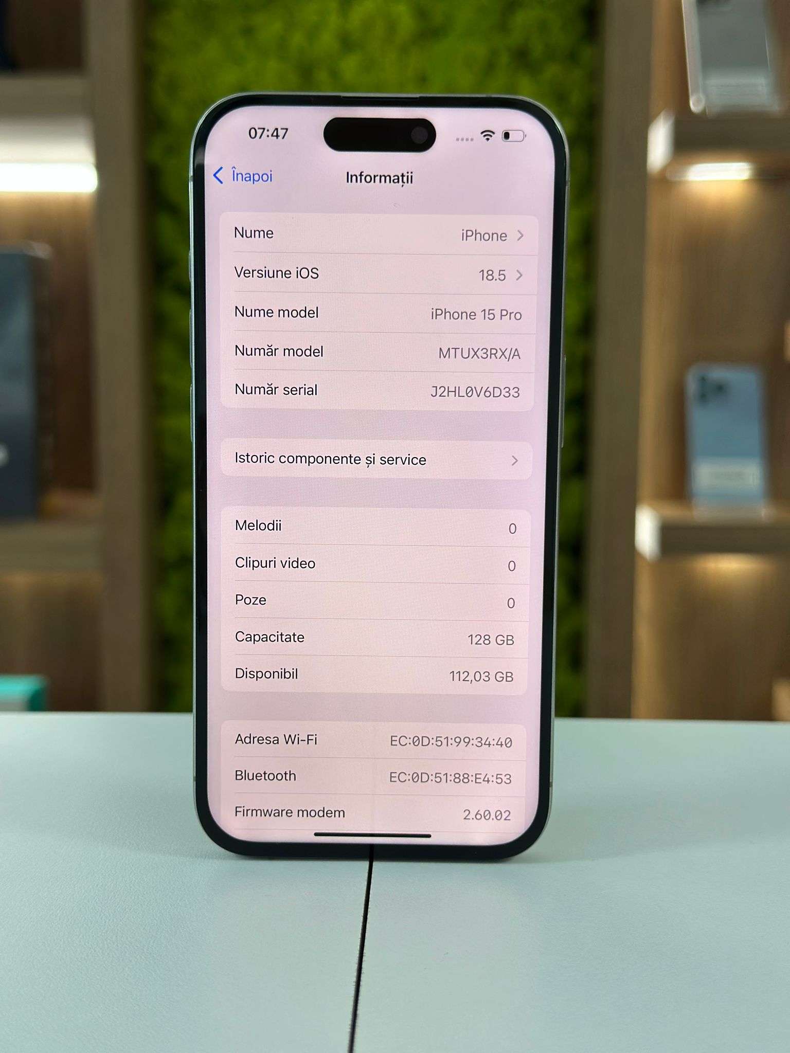 iPhone 15 Pro,128 GB, Baterie 91%, 500 Cicluri, Natural Titanium