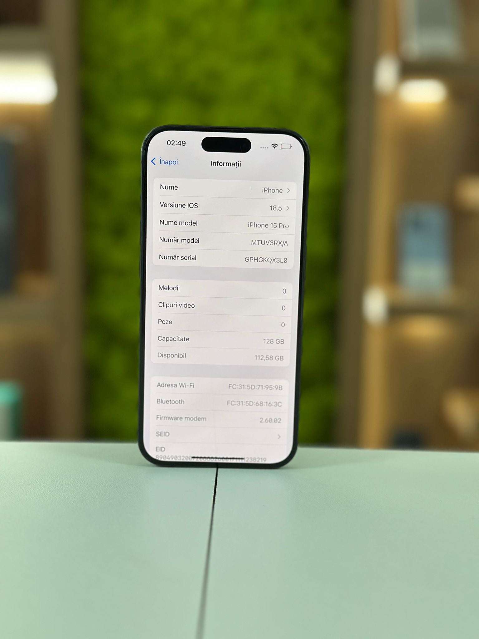 iPhone 15 Pro, 256 GB, Baterie 87%, 801 Cicluri, Negru