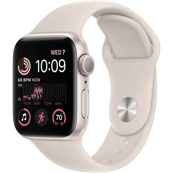 Apple Watch SE 2 (2022), GPS, Carcasa Starlight Aluminium 40mm, Starlight Sport Band