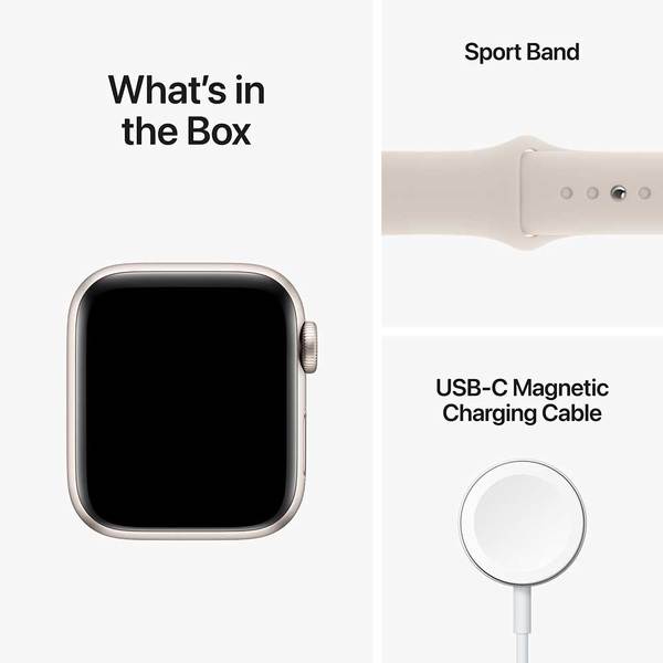 Apple Watch SE 2 (2022), GPS, Carcasa Starlight Aluminium 40mm, Starlight Sport Band