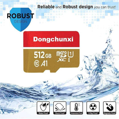 Card Micro SD (Secure Digital) Dongchunxi cu Adaptor SD de 512 GB XC Clasa 10