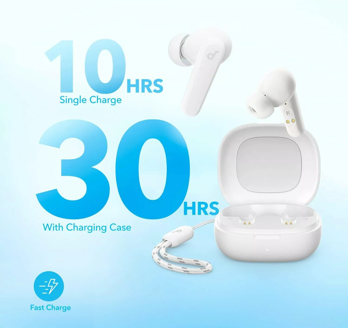 Casti True Wireless Anker SoundCore R50i, Bluetooth 5.3, autonomie 30H, Alb