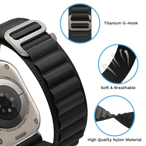 Curea keepON, Nylon Braided Sport Band for Apple Watch Ultra 2, Ultra 49mm