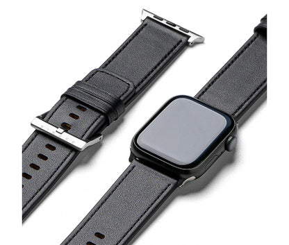 Curea Ringke Leather pentru Apple Watch, 42/44/45 MM, Negru