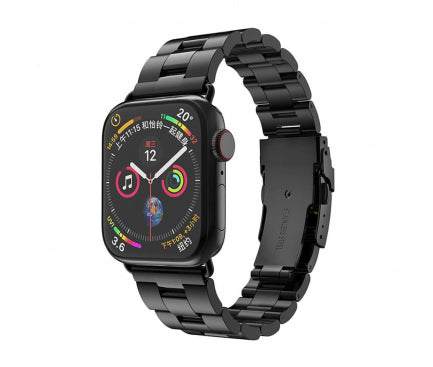 Curea Metalica Techsuit pentru Apple Watch 49/ 46/ 45/ 44/ 42mm Series, Negru