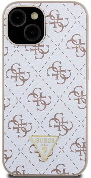 Husa Guess iPhone 15 6.1" white hardcase 4G Triangle Metal Logo