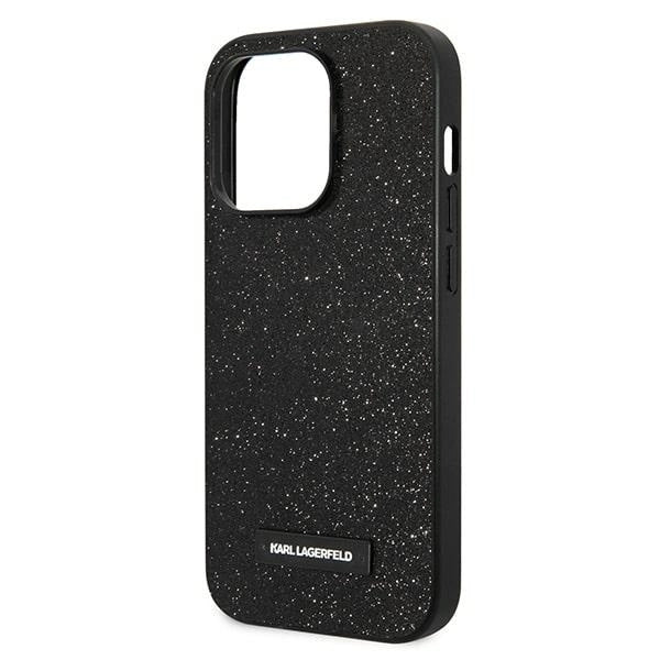 Husa Karl Lagerfeld  Glitter Plaque Logo pentru iPhone 14 Pro, Negru