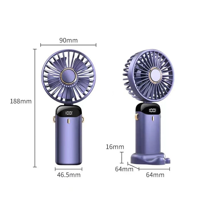 Ventilator Ultra Portabil, 3 in 1, De Mana, De Birou, De Gat, 5 Trepte de Viteza, Pliabil, cu Ecran LCD.