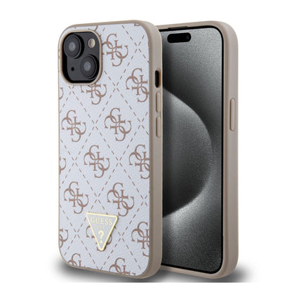 Husa Guess iPhone 15 6.1" white hardcase 4G Triangle Metal Logo
