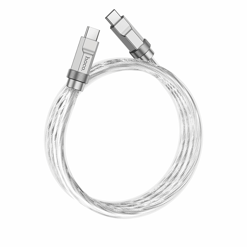 hoco. Cablu de date de încărcare din silicon U113 100W Tip-C la Tip-C argintiu 1m
