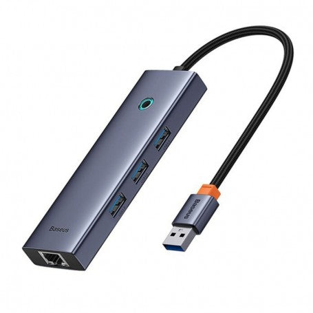 Hub USB cu 3 x USB 3.0, RJ45 - Seria Baseus UltraJoy - Gri Spațial
