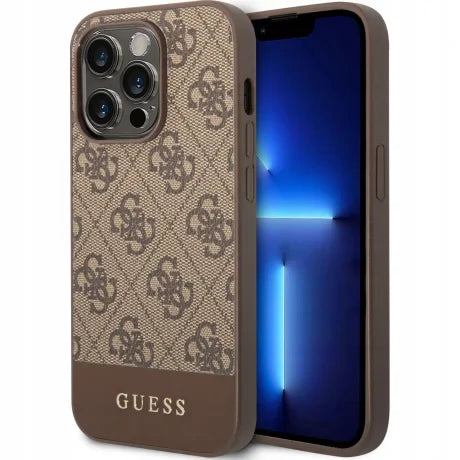 Husa Cover Guess 4G Stripe pentru iPhone 14 Pro, Maro