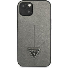 Husa Guess Saffiano Triangle Logo pentru iPhone 13 mini, Silver