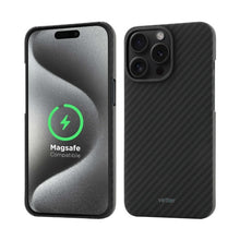 Husa Vetter iPhone 15 Pro, Clip-On Compatibil MagSafe, made from Aramid Fiber, Kevlar, Negru