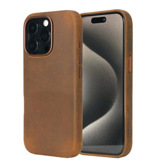 Husa iPhone 15 Pro Max, leatherUP Patina, Natural Finish, MagSafe Compatible