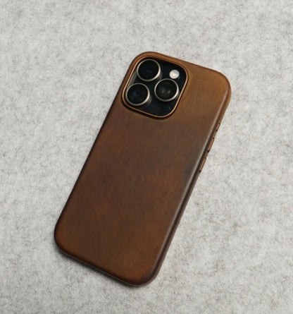 Husa iPhone 15 Pro Max, leatherUP Patina, Natural Finish, MagSafe Compatible