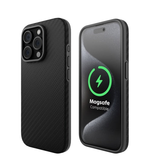 Husa Vetter iPhone 15 Pro Max, Clip-On Compatibil MagSafe, Aramid Fiber, Hybrid Kevlar, Enhanced Protection, Negru